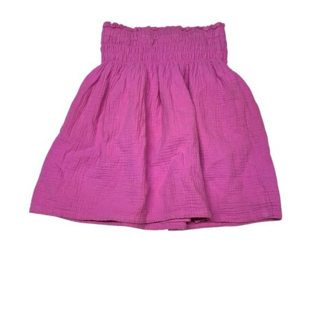 Hannah Anderson Smocked Skirt Cotton Muslin Size 12 Pink Gauze Cotton Fairycore